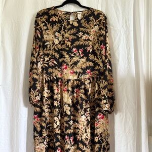 H&M Midi Black and Gold Long Sleeve Dress